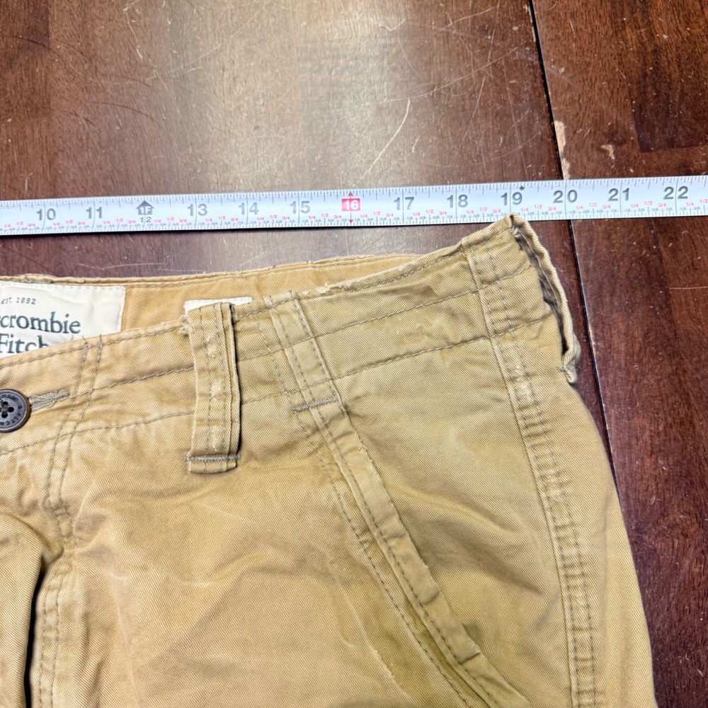 Abercrombie Fitch distressed Cargo Shorts Mens 36/38 Tan Button Fly Utility VTG - Picture 10 of 11